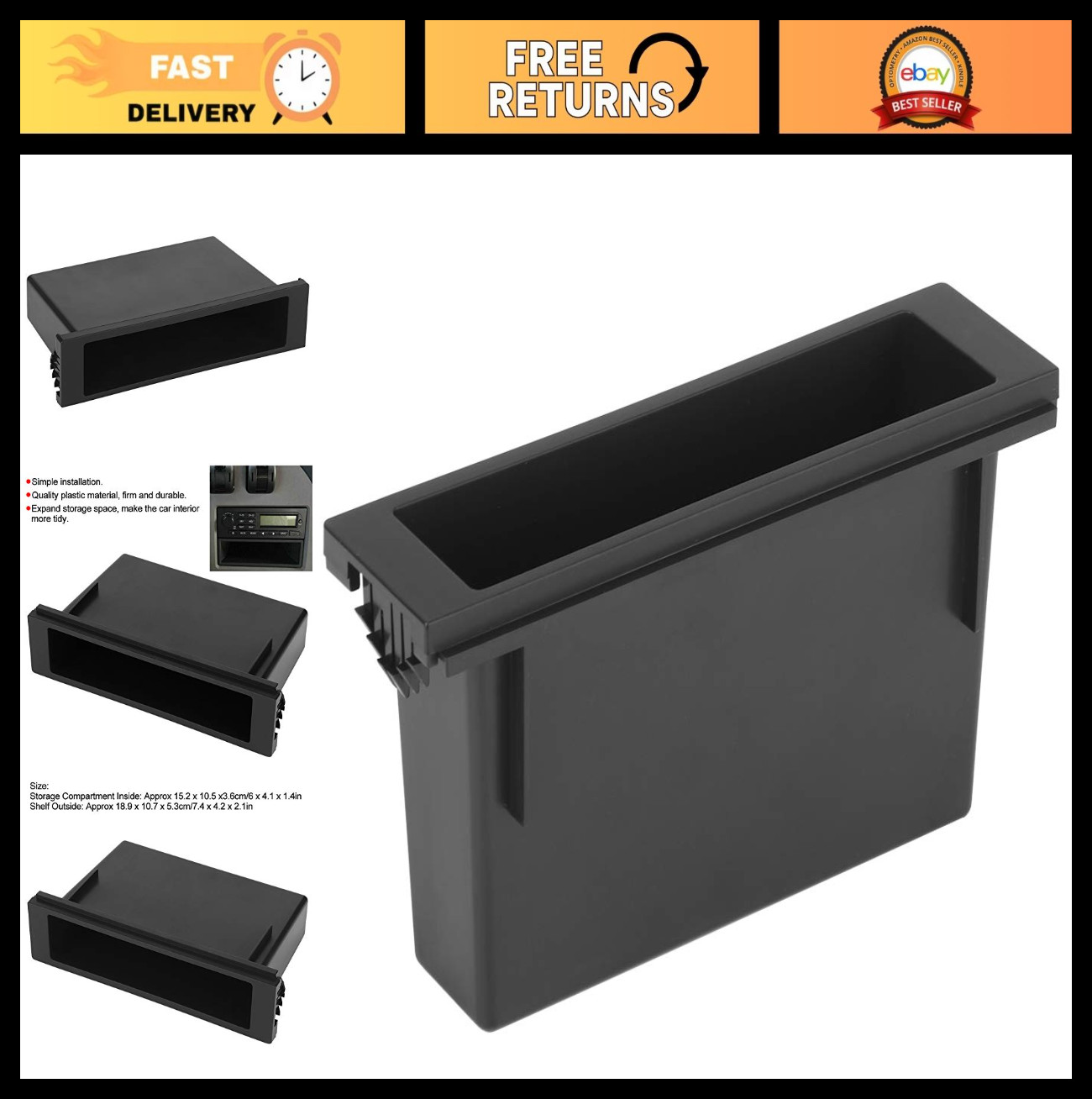 Single DIN Stereo Dash Kit Pocket – Car Radio Installation Storage Organizer for