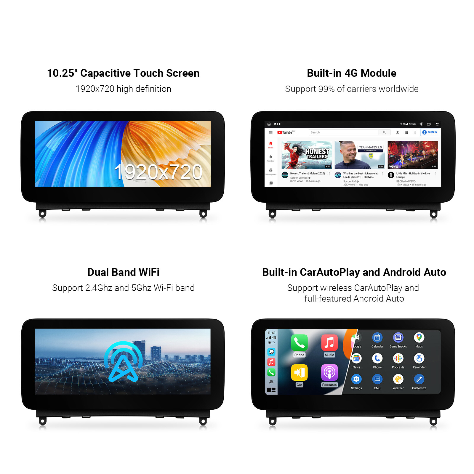 Android 13 8-Core 8+128G Car Play 4G GPS Stereo For Mercedes-Benz C-W204 2007-10