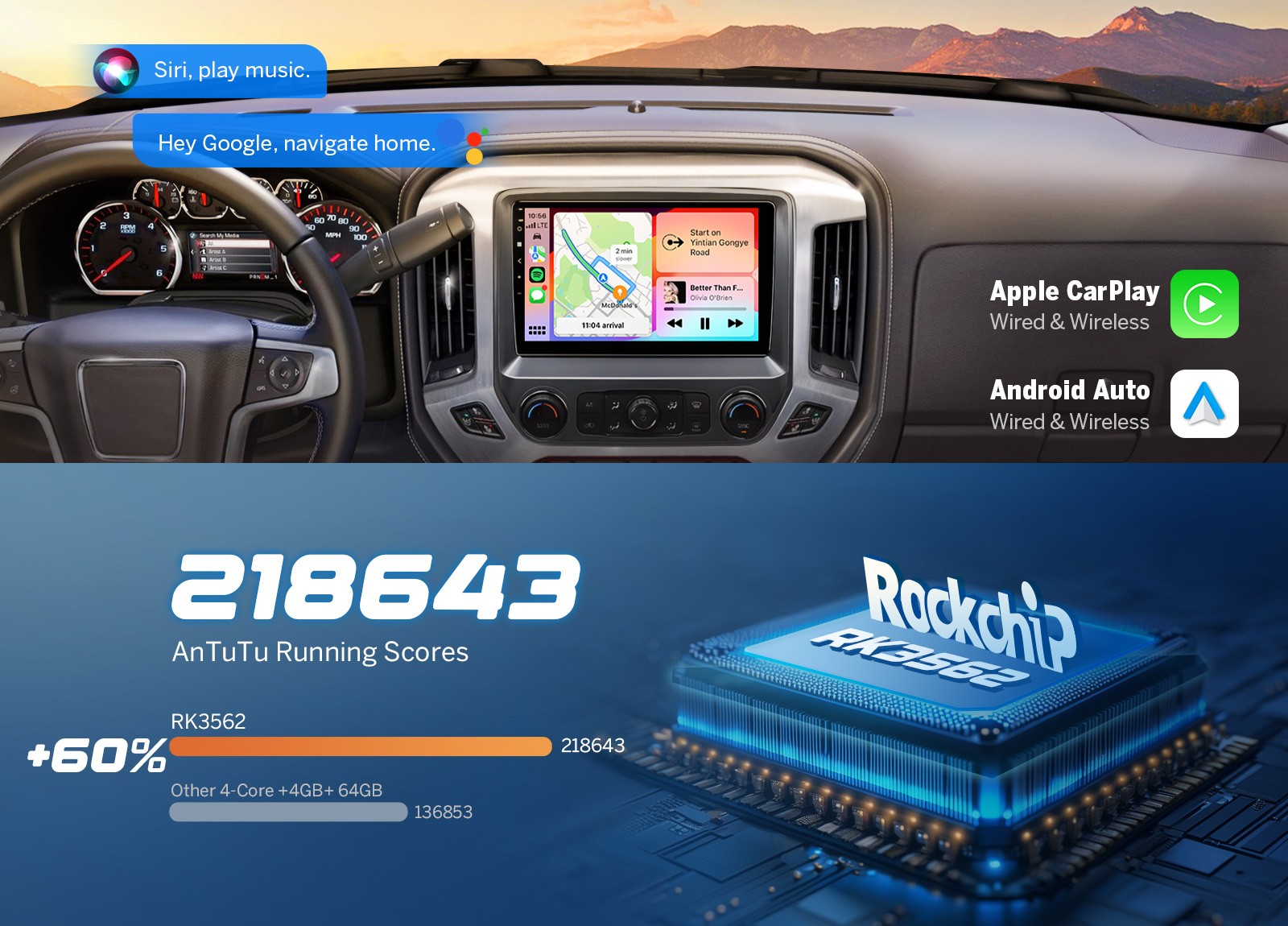 10.1″ Android 14 For GMC Sierra 2014-2018 Car Stereo Wireless CarPlay Navigation