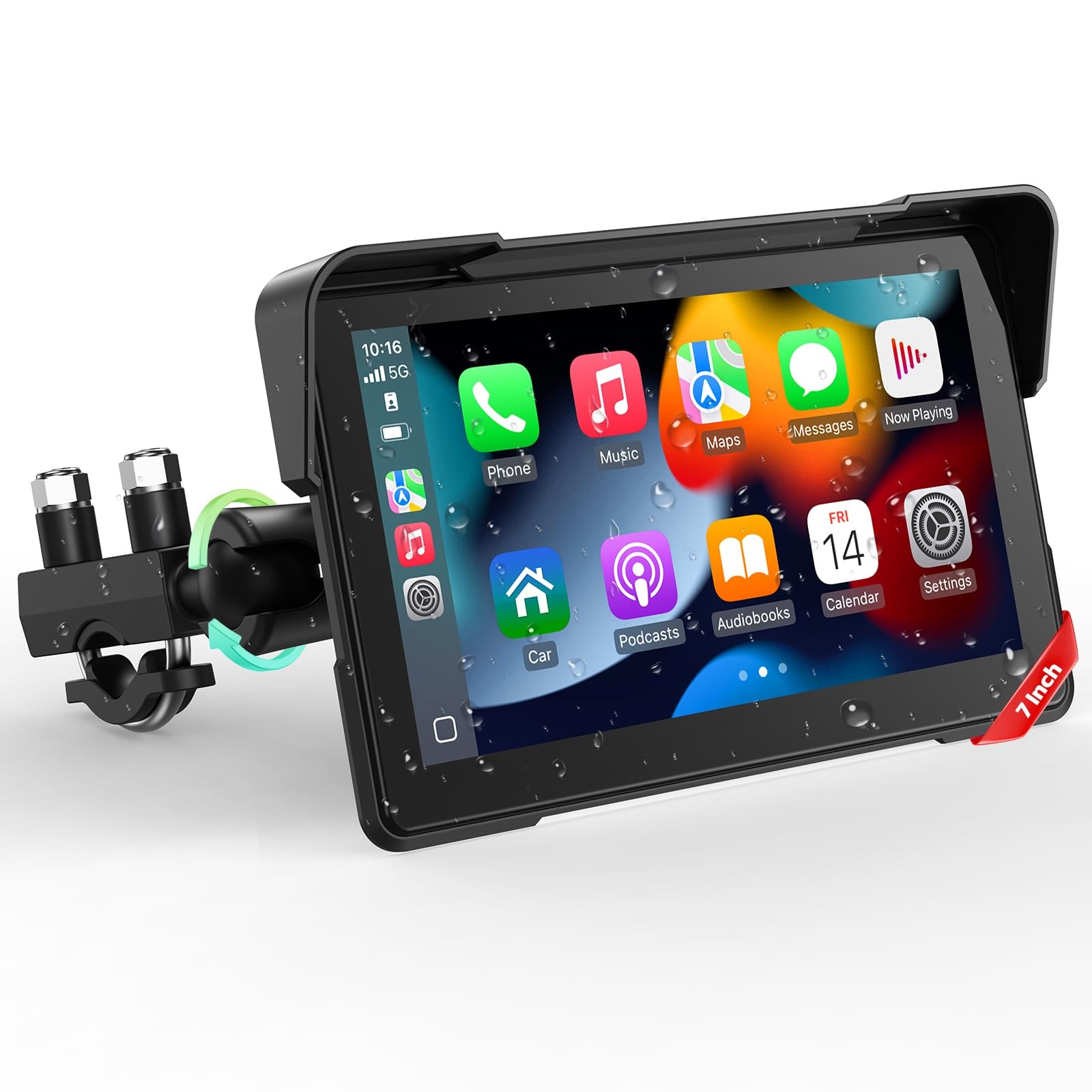LAMTTO 7-Inch Wireless Motorcycle Carplay GPS Navigation System with Black