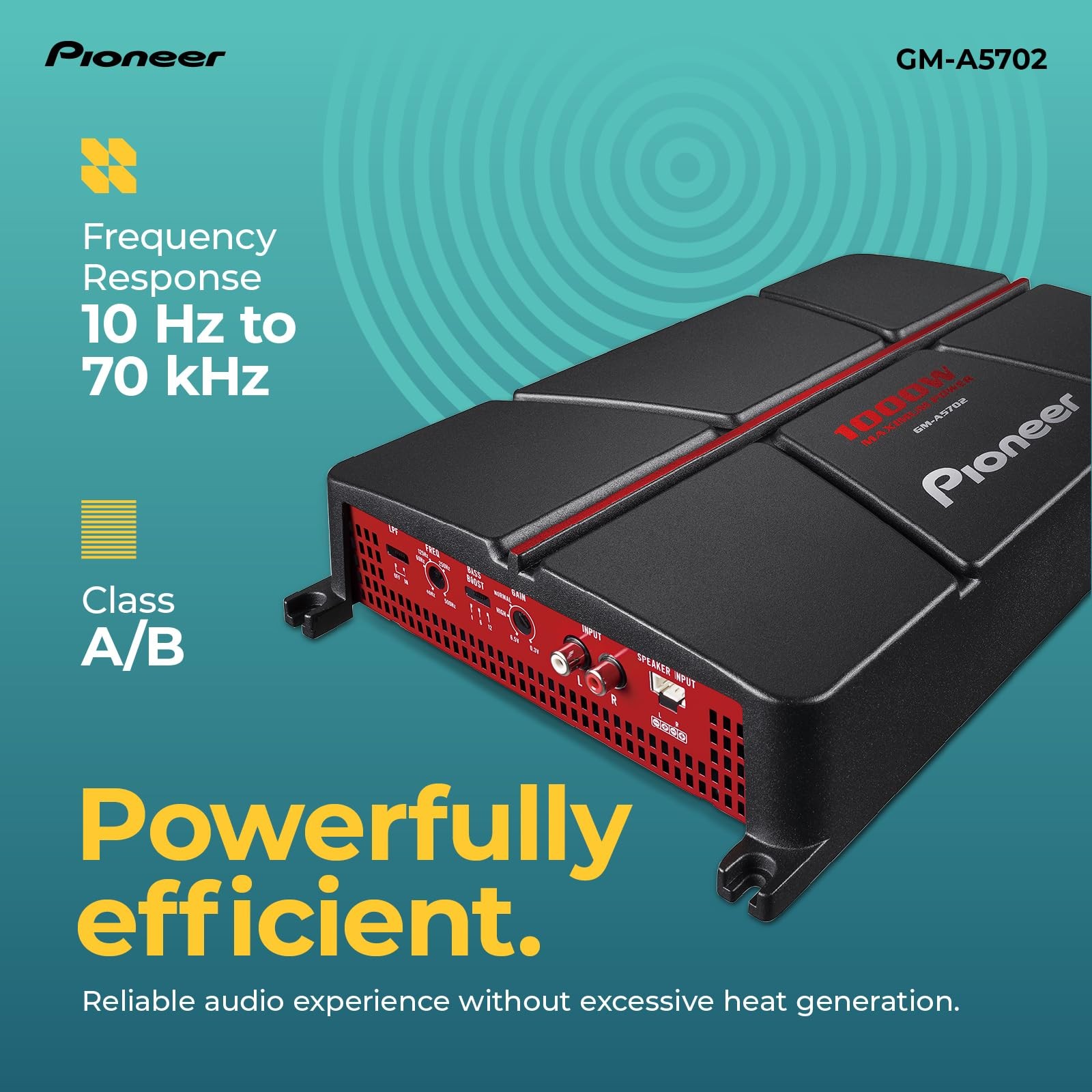 Pioneer GM-A5702 2-Channel, Class AB, 1000 W Max Power – Bridgeable Multi-Channe