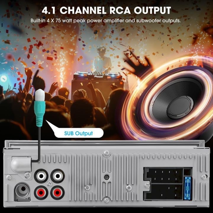 Single Din Vintage Stereo for Car – AM FM Tuner USB AUX Input Subwoofer RCA Outp