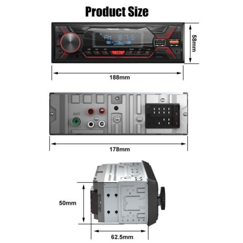 Car Stereo Radio Single 1 DIN Mp3 Player AUX-IN Head Unit Bluetooth FM USB TF SD