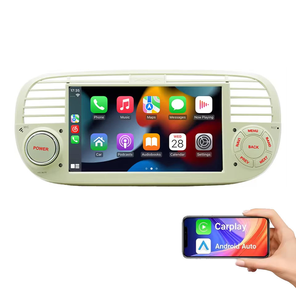 For Fiat 500 2007-2015 Carplay Screen Multimedia Car Radio GPS Navigation 7”