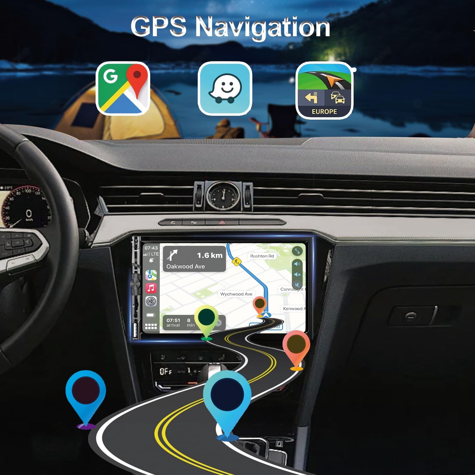 Radio De Coche Với Carplay Inalambrico Y Navegacion GPS Estilo De Lujo