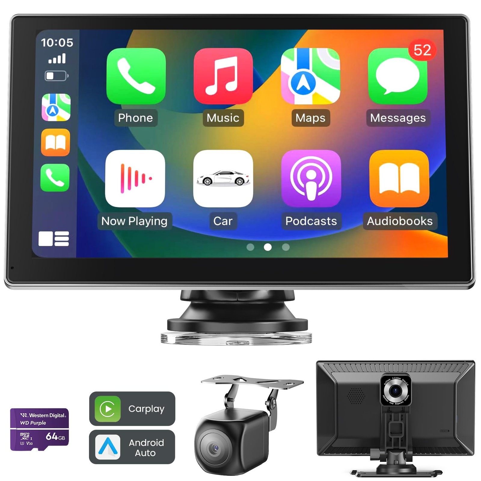 9″ Wireless Apple Carplay Screen for Car, Portable Car Play Screen for Car & …