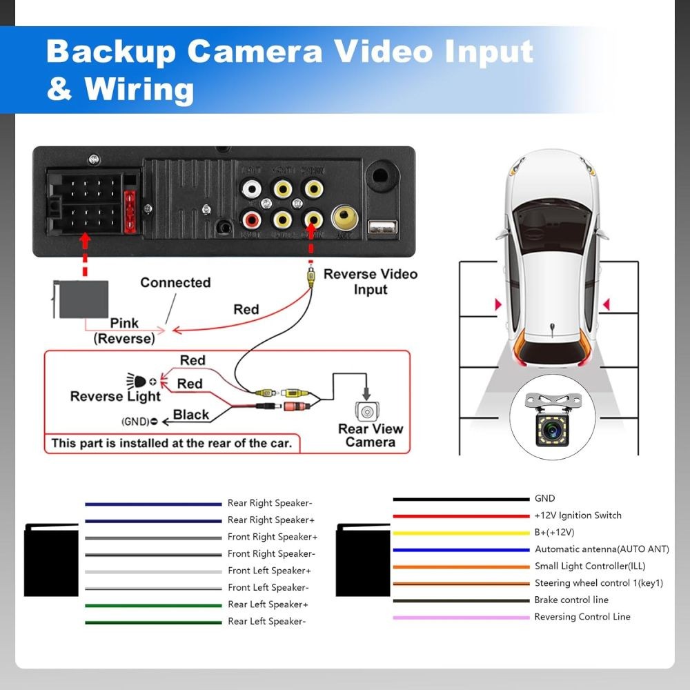 Double Din Apple Carplay Android Auto 7″ Car Stereo Radio Bluetooth Touch Screen