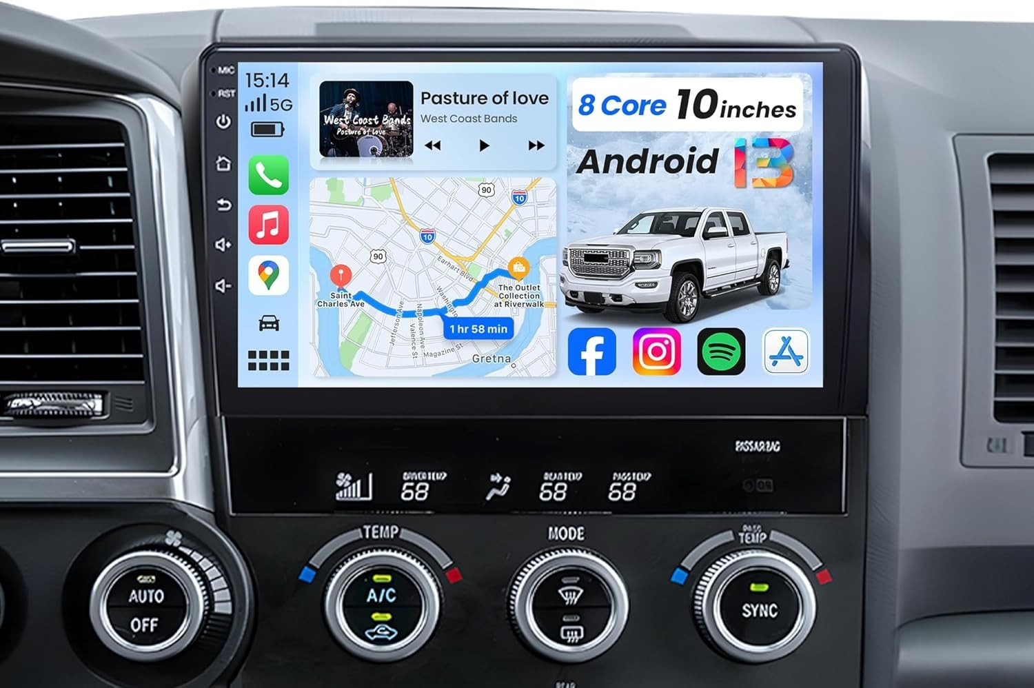 10.2″ 8Core 32G Android Auto Carplay Stereo for Toyota Tundra 2007-2013