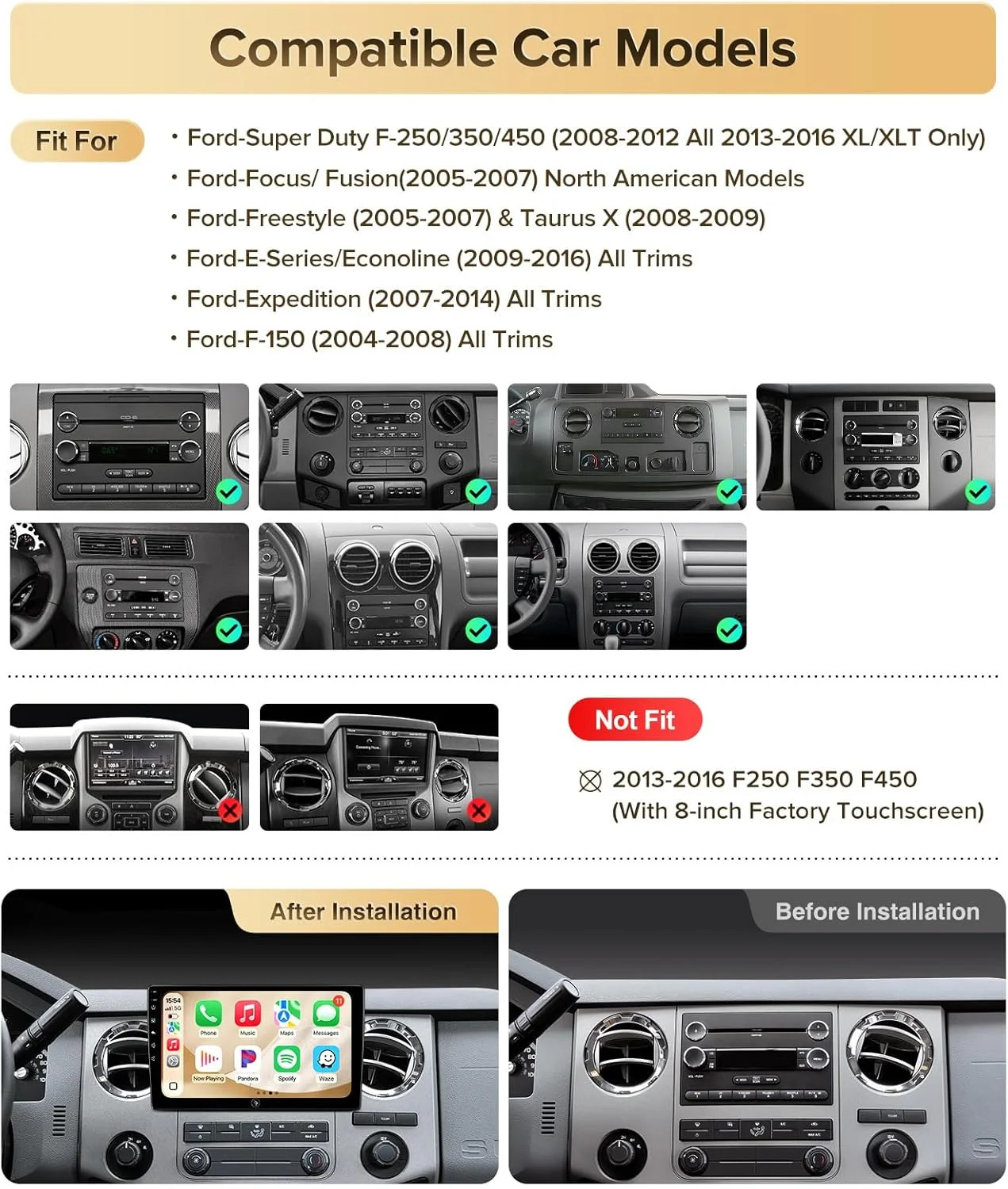 QLED Linux Car Stereo for Ford F150 2004-2008, F250 F350 2008-2016 – Fast Boot W