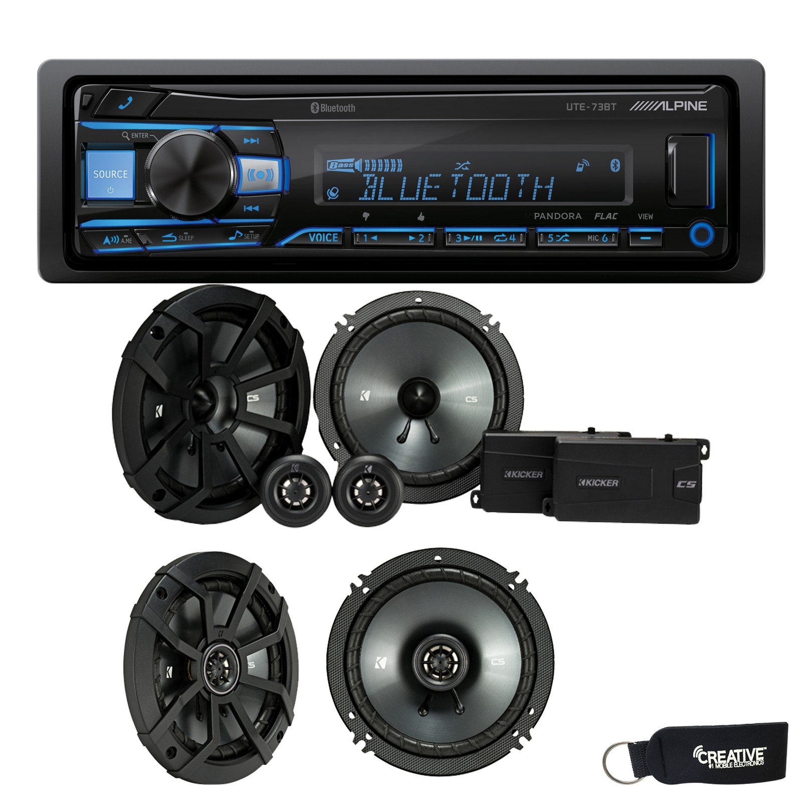 Alpine UTE-73BT BT Receiver No CD Kicker 43CSS654 6.5″ 43CSC654 6.5″ Speakers