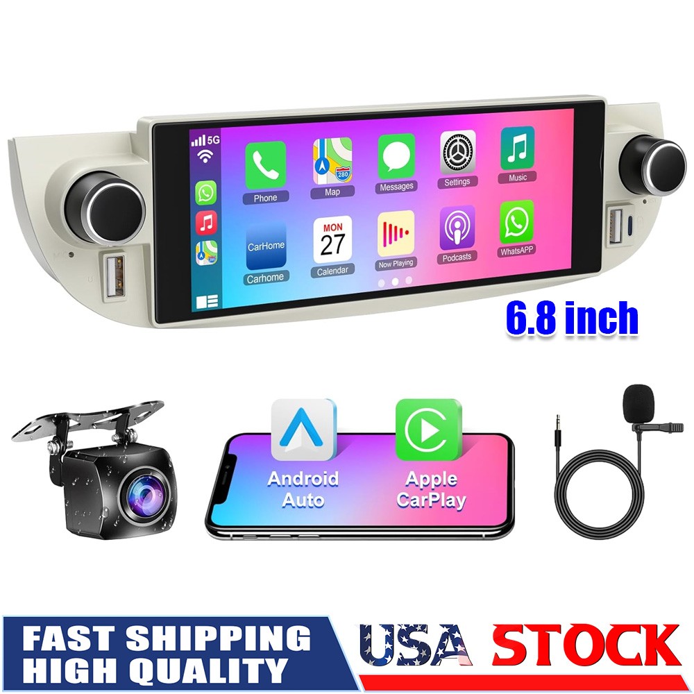 6.8 inch Car Stereo Radio Wireless Carplay & Android Auto for Fiat 500 2007-2015