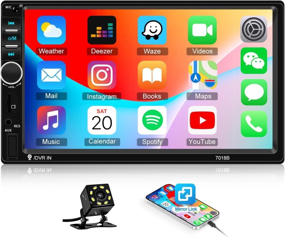 7″ Double Din Apple Carplay Touch Screen Android Auto Car Stereo Radio Bluetooth