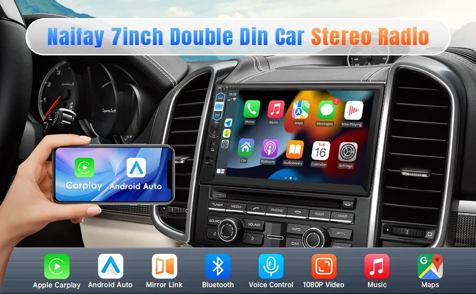 7″ Double 2 DIN Car MP5 Player Bluetooth Touch Screen Stereo Radio With Camera@