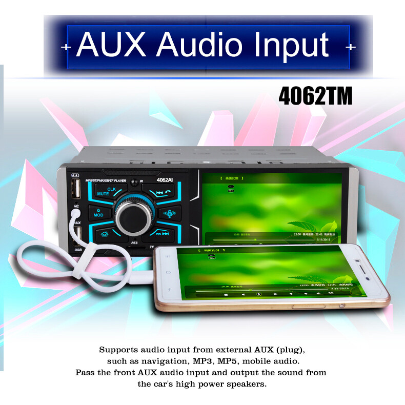 4.1 inch Touch screen FM Radio Bluetooth RM USB/TF card MP5 Car Player AUX input