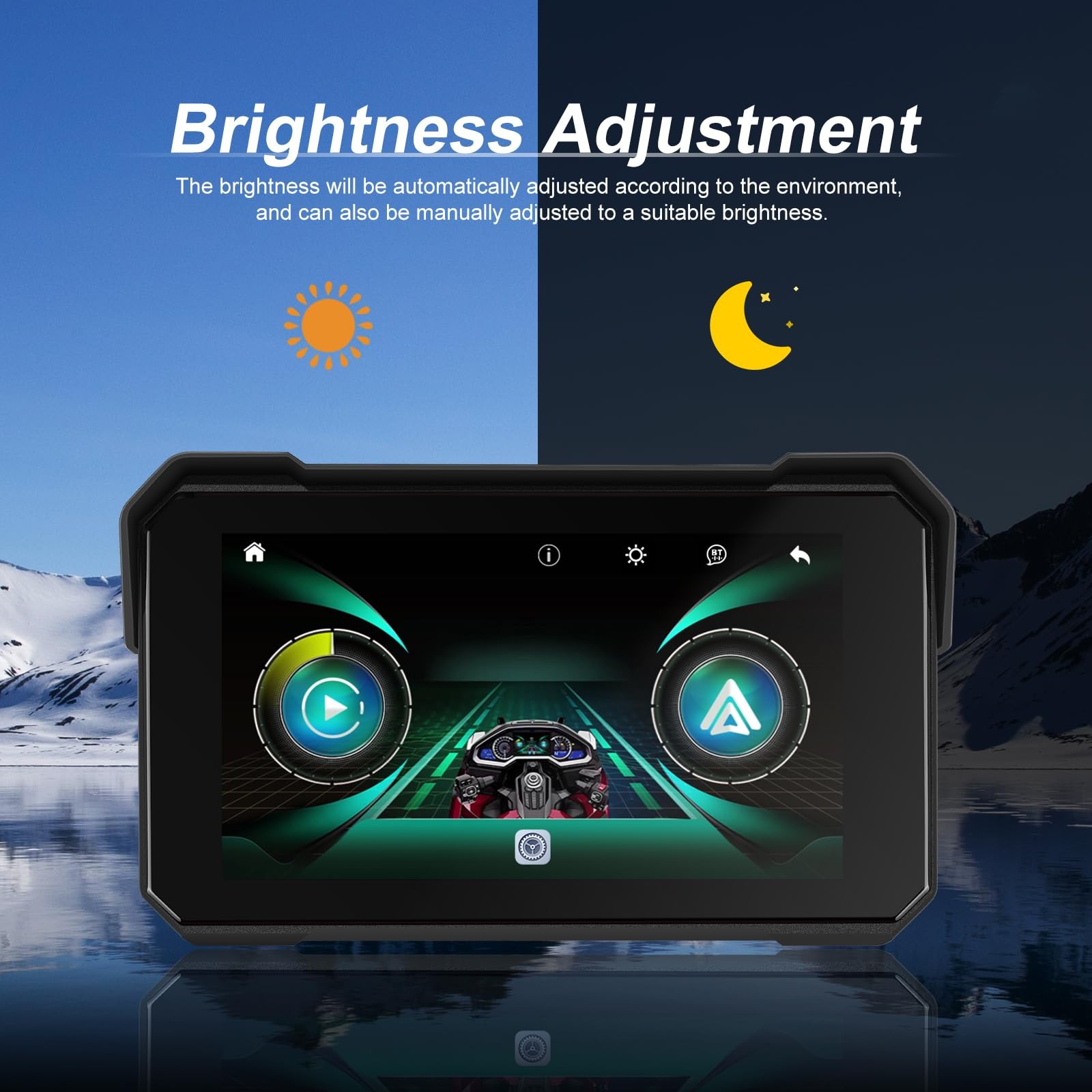 CAMECHO Wireless Motorcycle CarPlay & Android Auto 5 inch Touch Screen