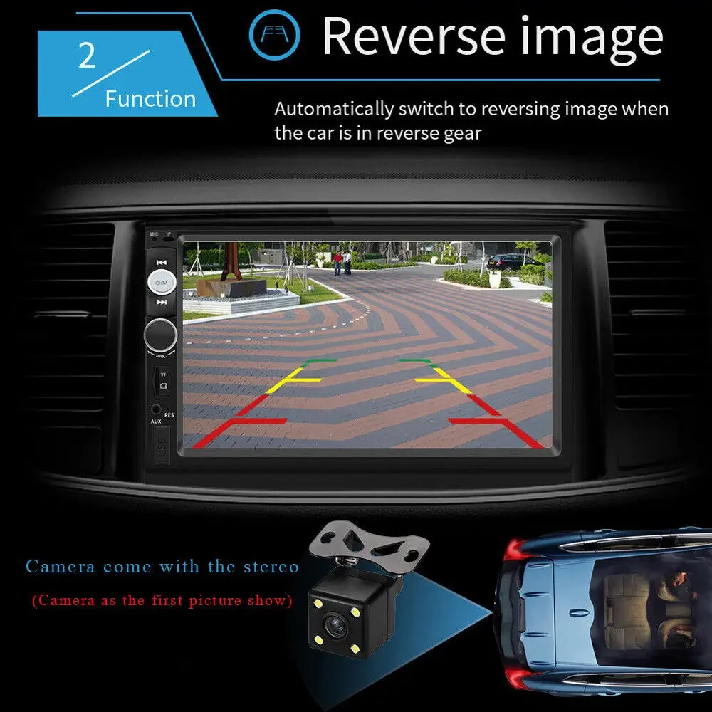 Car Stereo Double Din Car Radio 7 Inch HD Player MP5 Touch Screen+Backup Camera