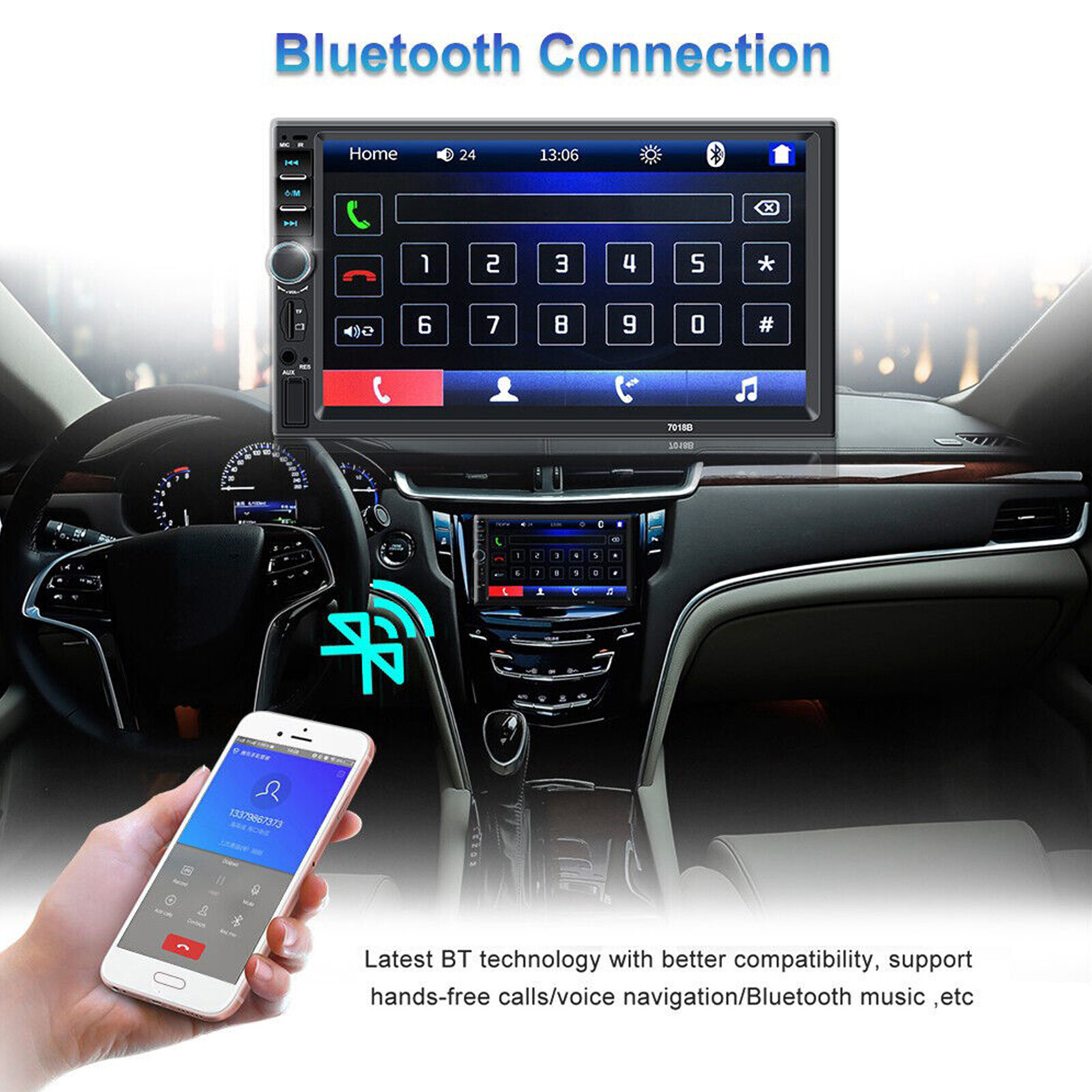 7″ Double Din Car Stereo Audio MP5 Player USB FM Multimedia Radio & Camera 7018B