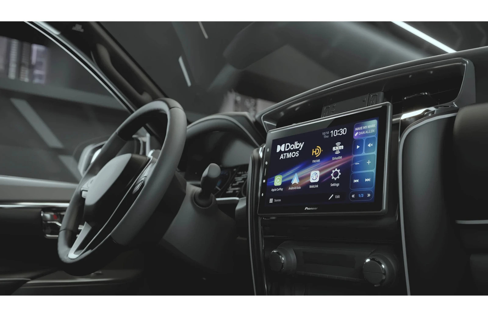 Pioneer 10.1 Inch Floating 1-DIN Receiver Dolby Atmos Wireless CarPlay