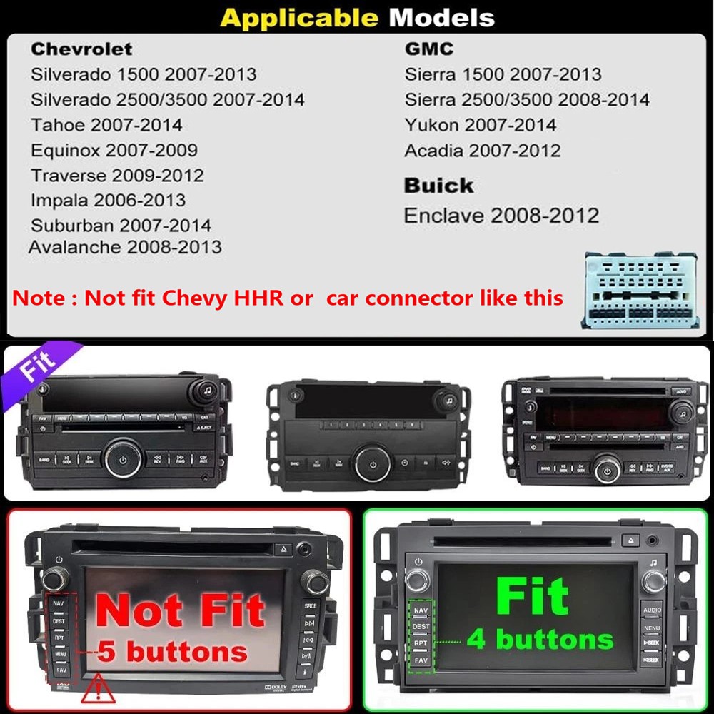 4+64G Android 15 Car Radio Stereo GPS Navi Wifi Carplay For GMC Acadia 2007-2012