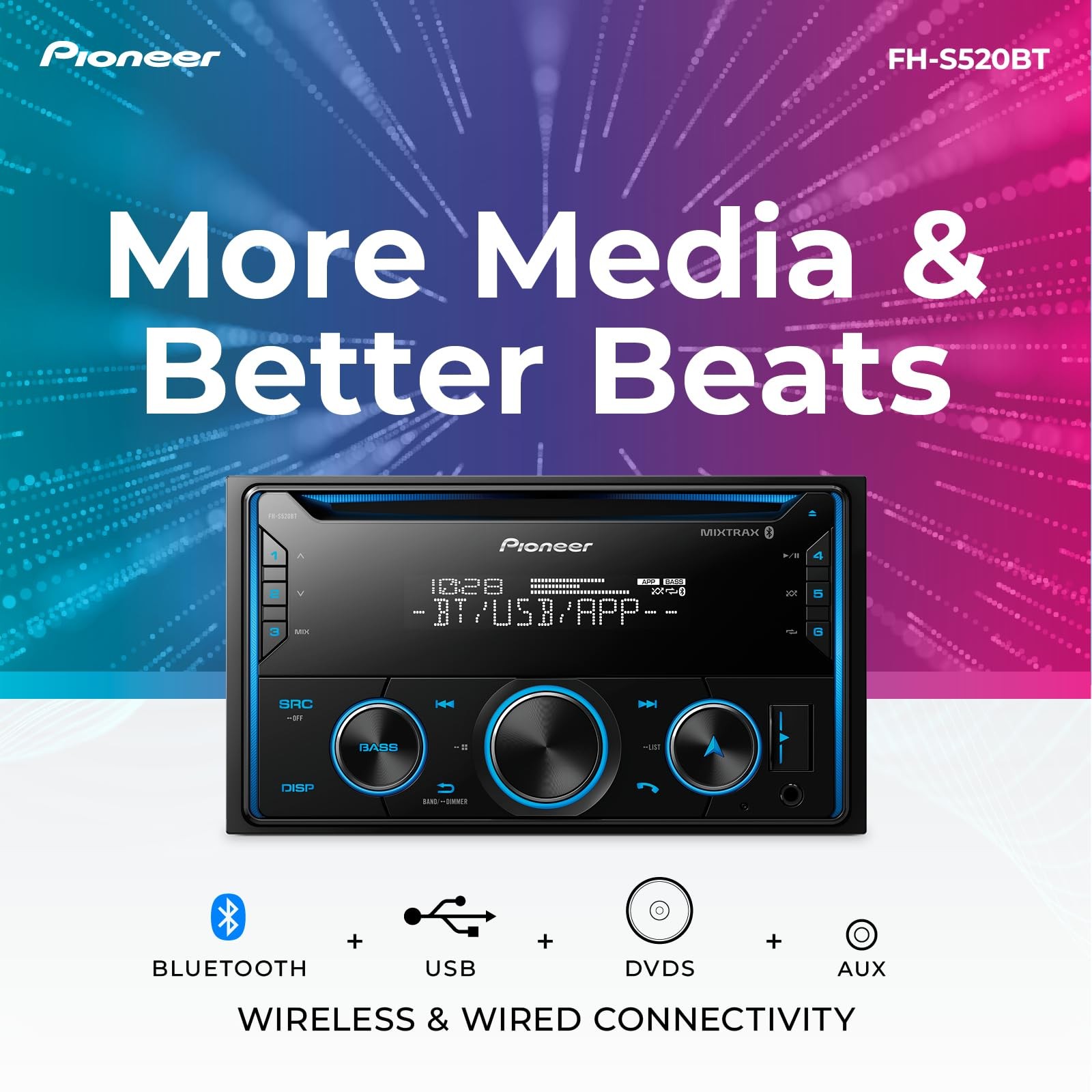 FH-S520BT Audio CD Receiver and Bluetooth Car Stereo – Double Din, Amazon Alexa