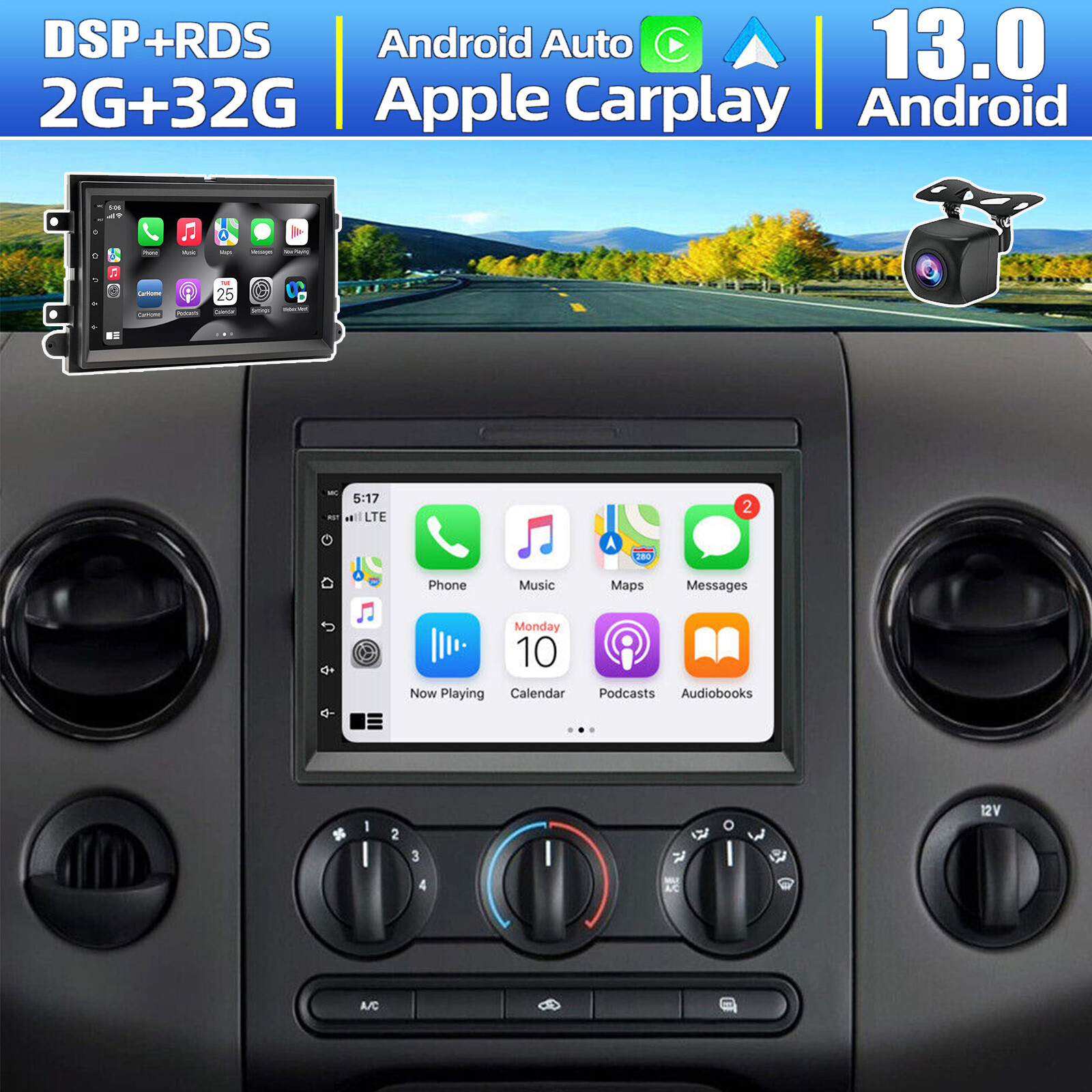 For 2004-2014 FORD F150 F250 F350 Car Stereo Radio Android 13 Carplay GPS Navi
