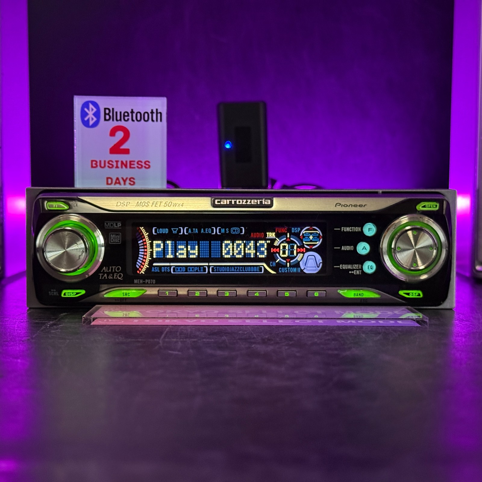 Pioneer Carrozzeria MEH-P070 Car Audio MD Player 1DIN DSP Added Bluetooth Stock