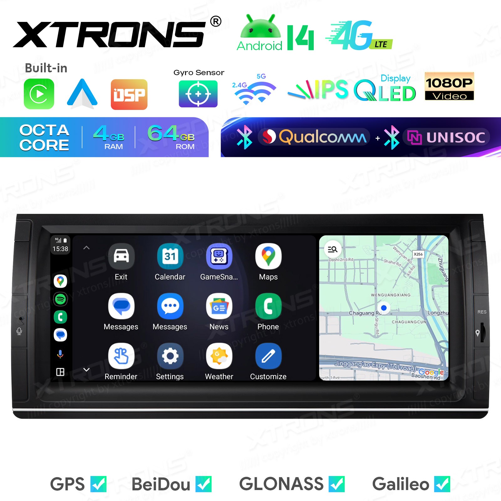 For BMW X5 E53 10.25″ QLED Touch Screen Android 14 Car Stereo GPS Dual Bluetooth