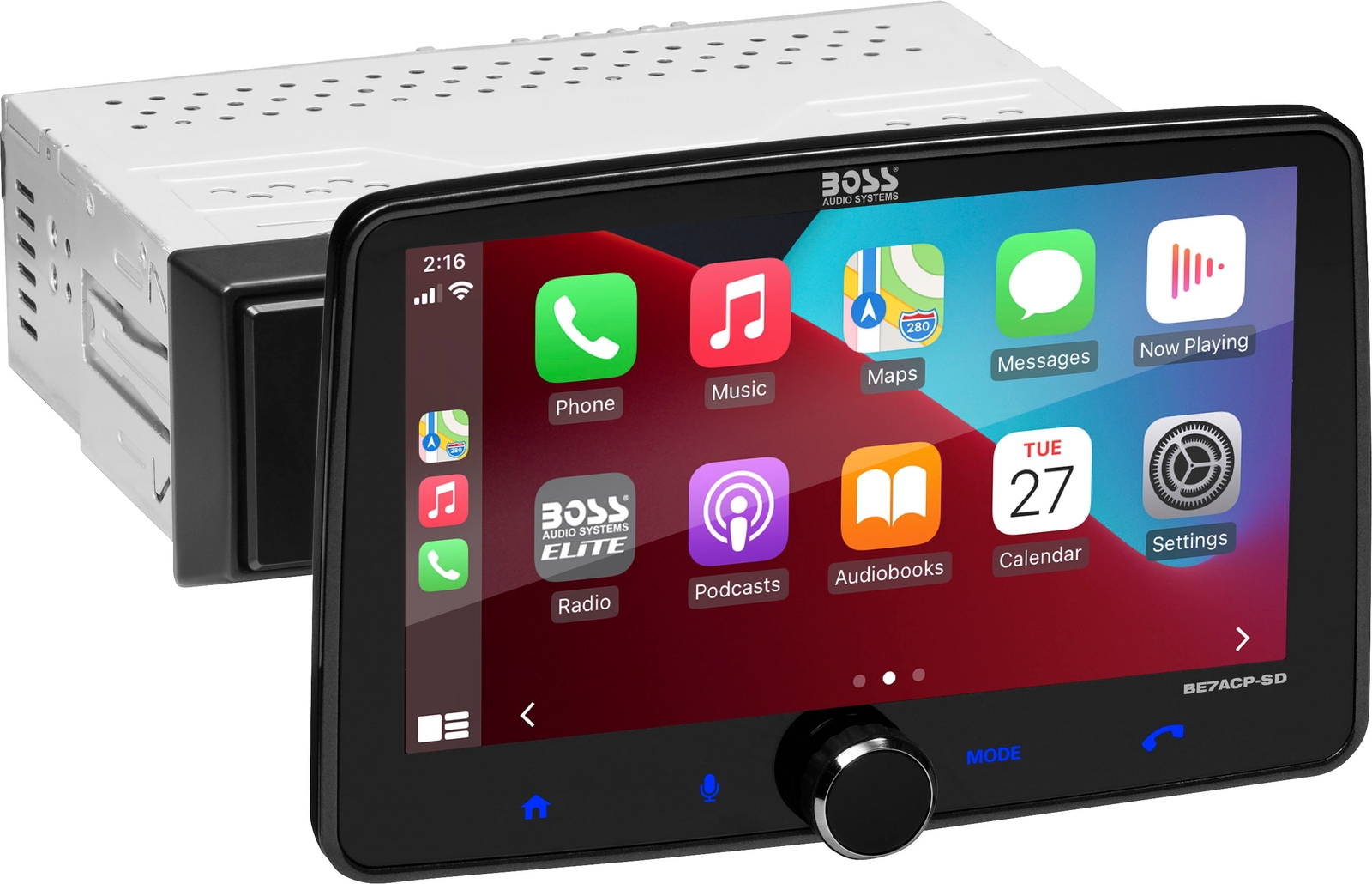 BOSS Floating 7″ Touchscreen 1 Din Bluetooth Radio Apple CarPlay Android Auto
