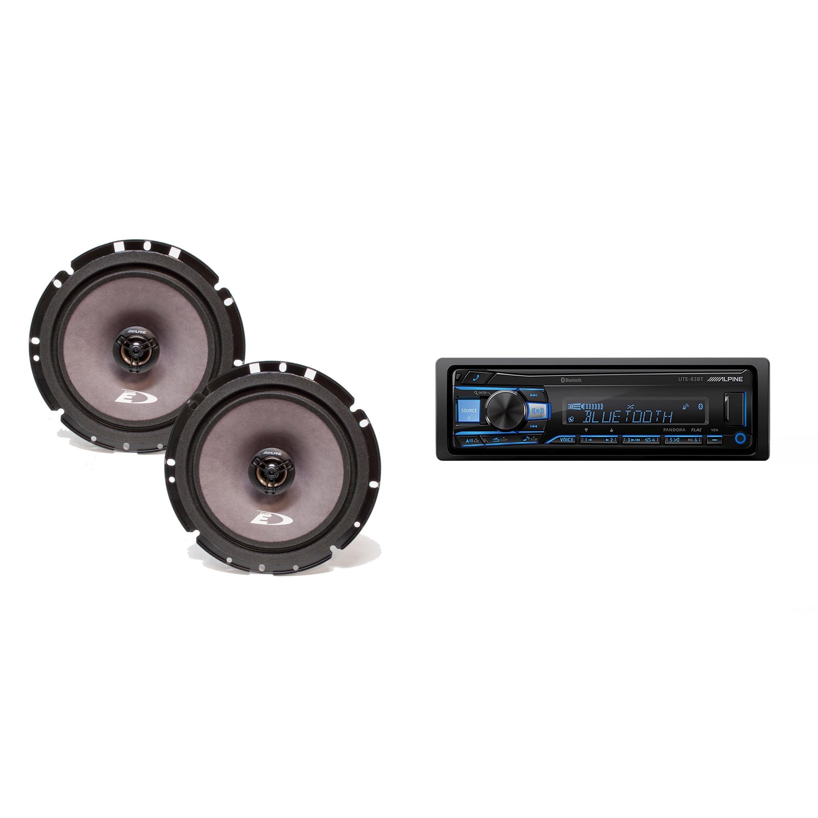 Alpine UTE-83BT Bluetooth Car Stereo with 2 SXE-1726S 220W Coaxial Speakers. …