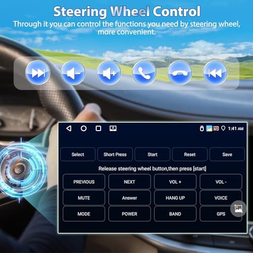 [4+64G] Wireless CarPlay Double Din Car [4+64G] 9″ Car Stereo with Carplay