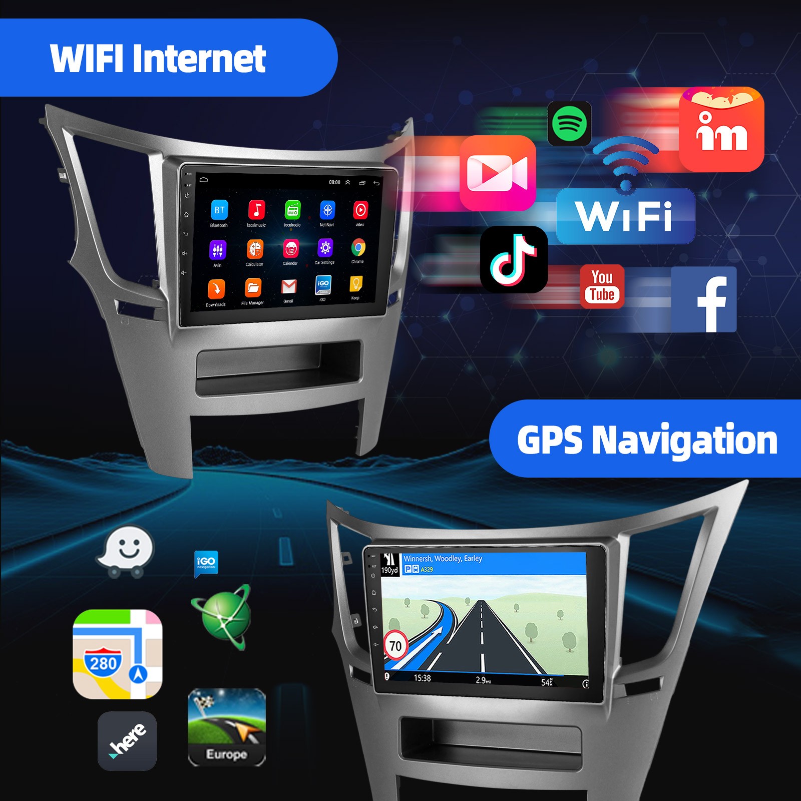 CarPlay For Subaru Legacy Outback 2009-2014 Car Stereo Radio Android 15 GPS 64GB