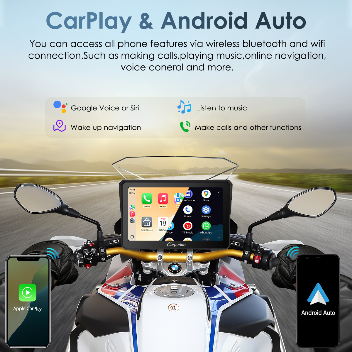 Carpuride W702BS Carplay Android Auto BMW Moto Stereo OEM Transmission Controlle
