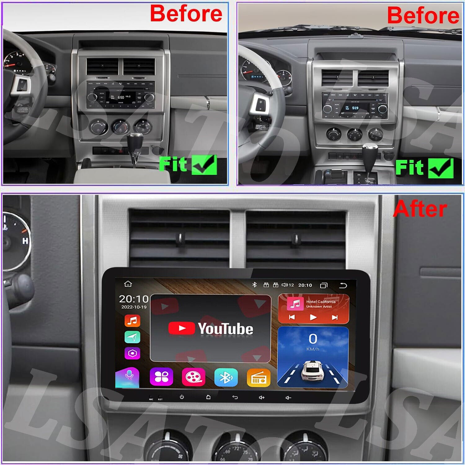 10.33″ Car Radio 2+64GB Wireless CarPlay Android Auto For Jeep Liberty 2008-2012