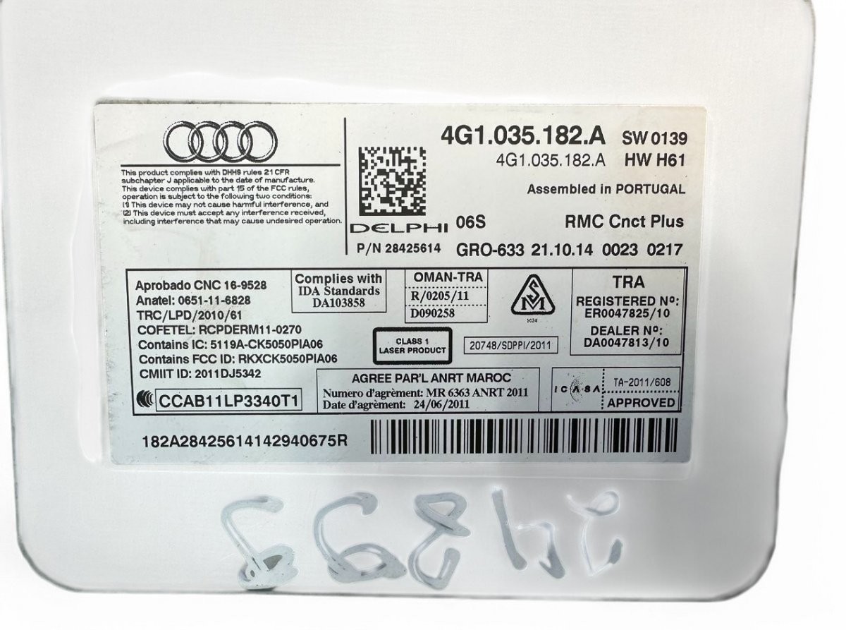 AUDI A7 Sportback (4GA) KV1397261 Radio 4G1035182 4G1035182A 4G1035182AX