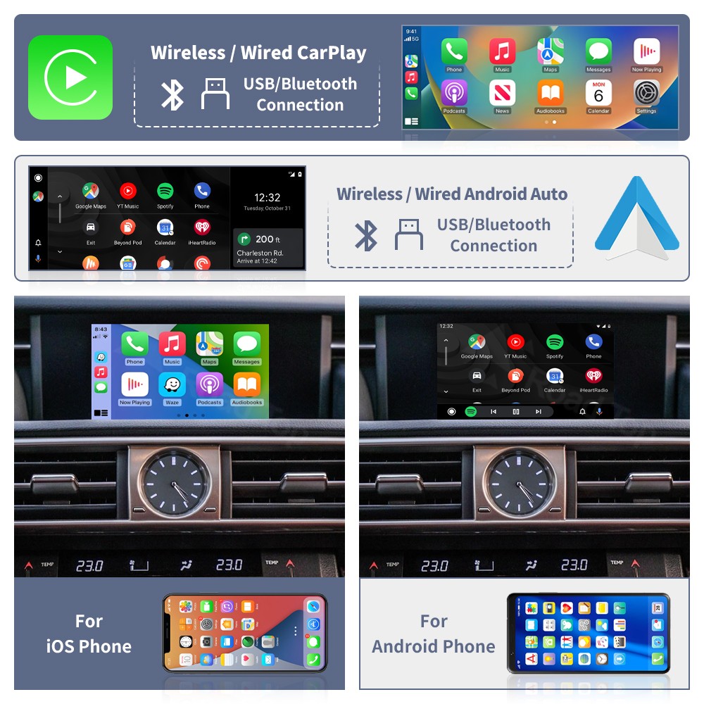 Wireless Carplay Android Auto Module For Lexus IS 2014-2020 Mirror Link AirPlay