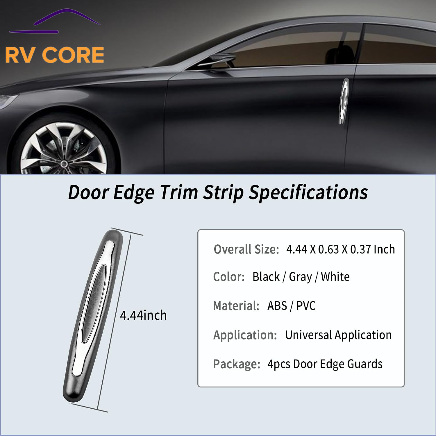 4PCS Car Door Edge Guards Anti Scratch Protector Trim Self Adhesive Gray