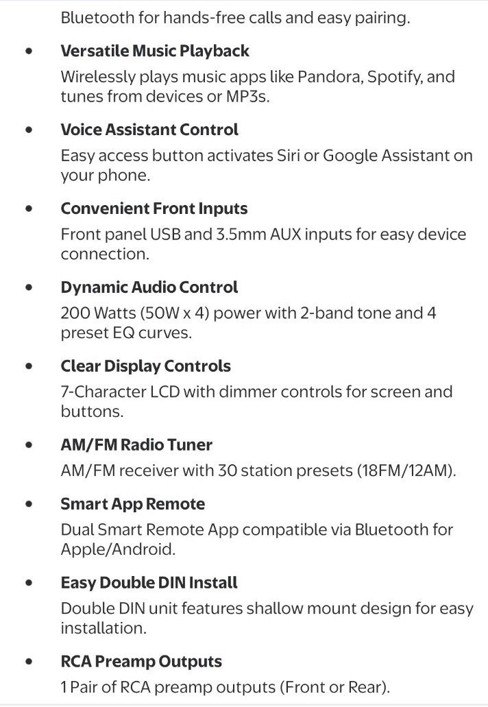 Dual Electronics XD28BT, Car Stereo Head Unit Double Din w Bluetooth 7 Character