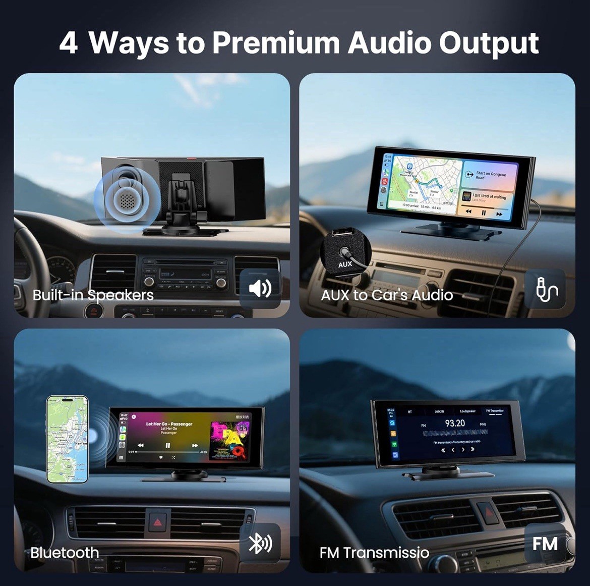 Wireless Car Play Screen, 10.26” Monitor with Apple Carplay & Android Auto