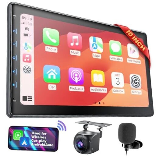10 Inch IPS Touch Screen Double Din Car Stereo Compatible without Front Camera