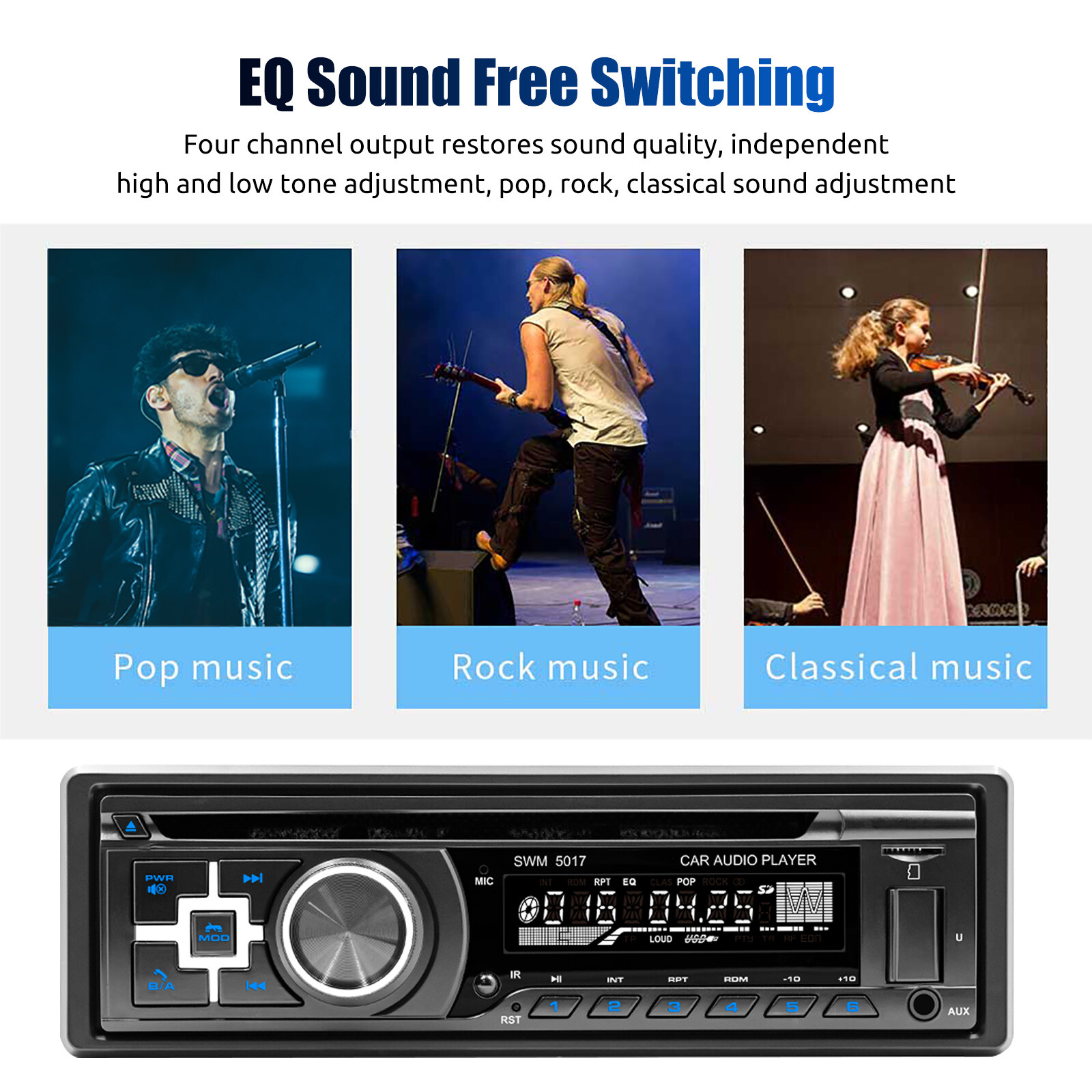 Single 1 DIN Car Stereo Radio Bluetooth MP3 Player FM USB Audio CD DVD Head Unit