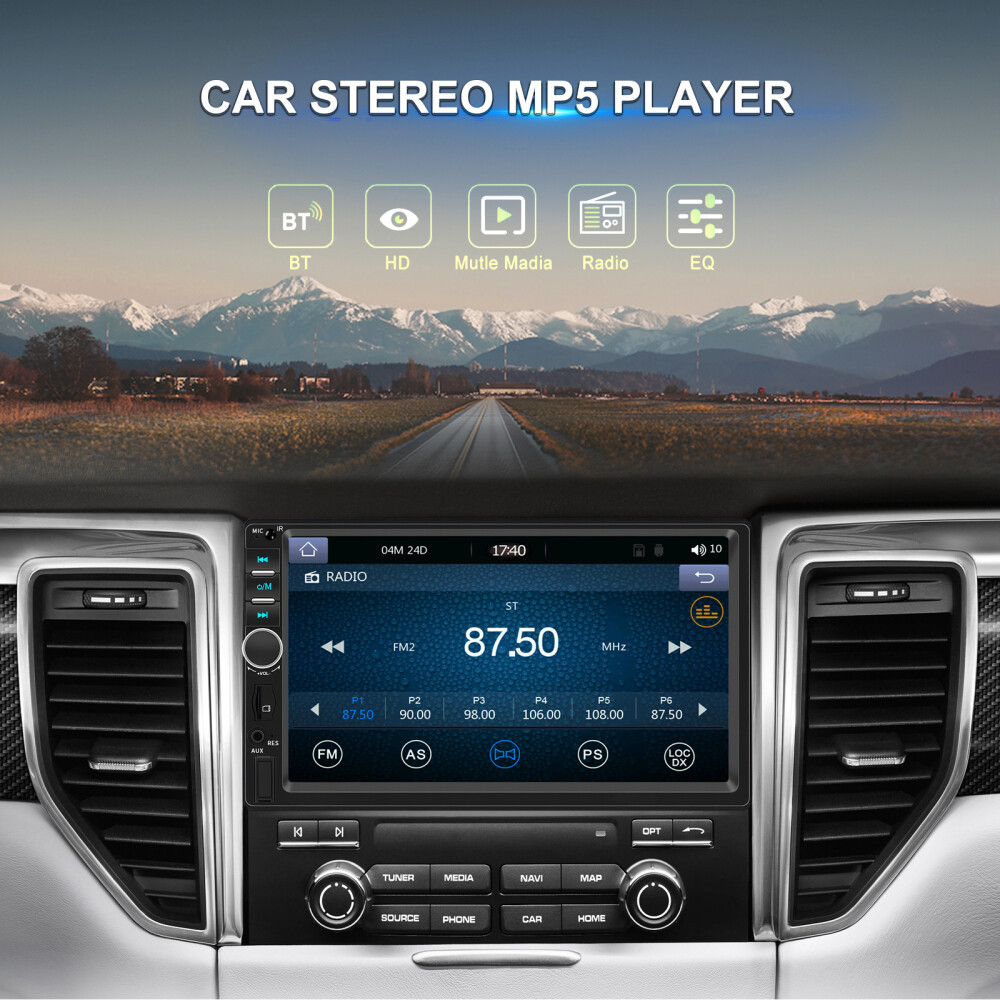 7″ Double 2DIN Carplay Car Radio Android Auto Bluetooth USB FM Mirror Link +Cam