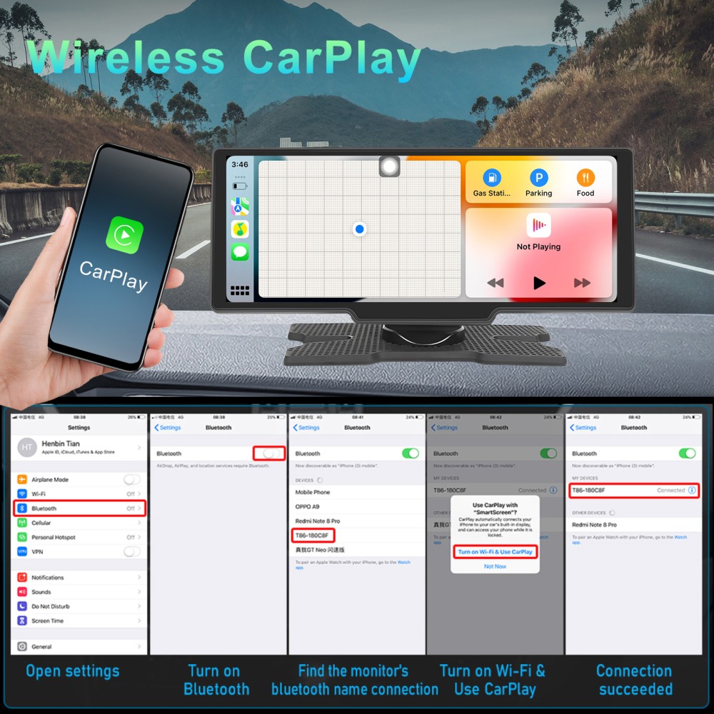 10.26′ 4K Car Wireless Apple CarPlay Android Auto Touch Screen Radio Universa FM