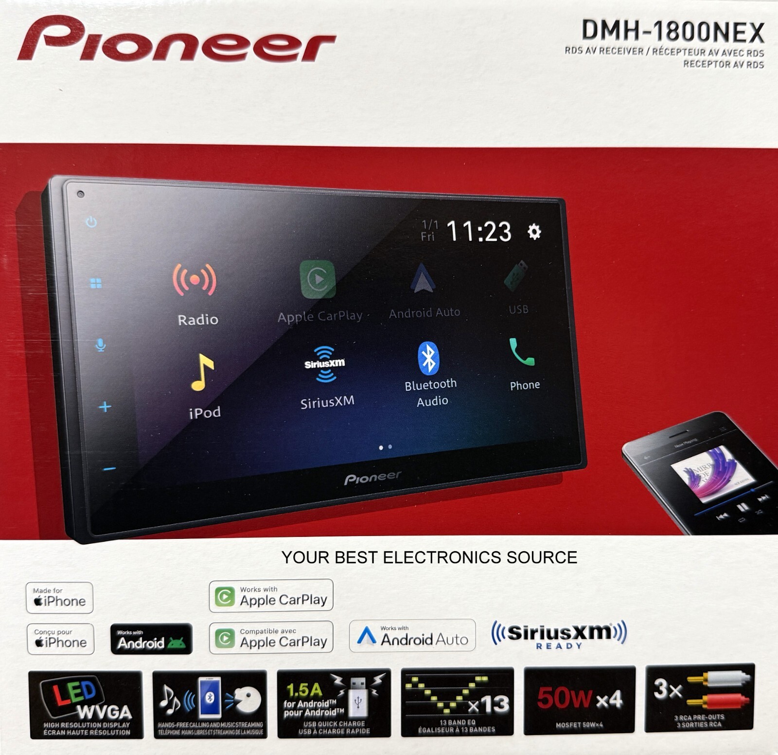 NEW Pioneer DMH-1800NEX 6.8″ LCD Digital Media Receiver w/ CarPlay/Android Auto