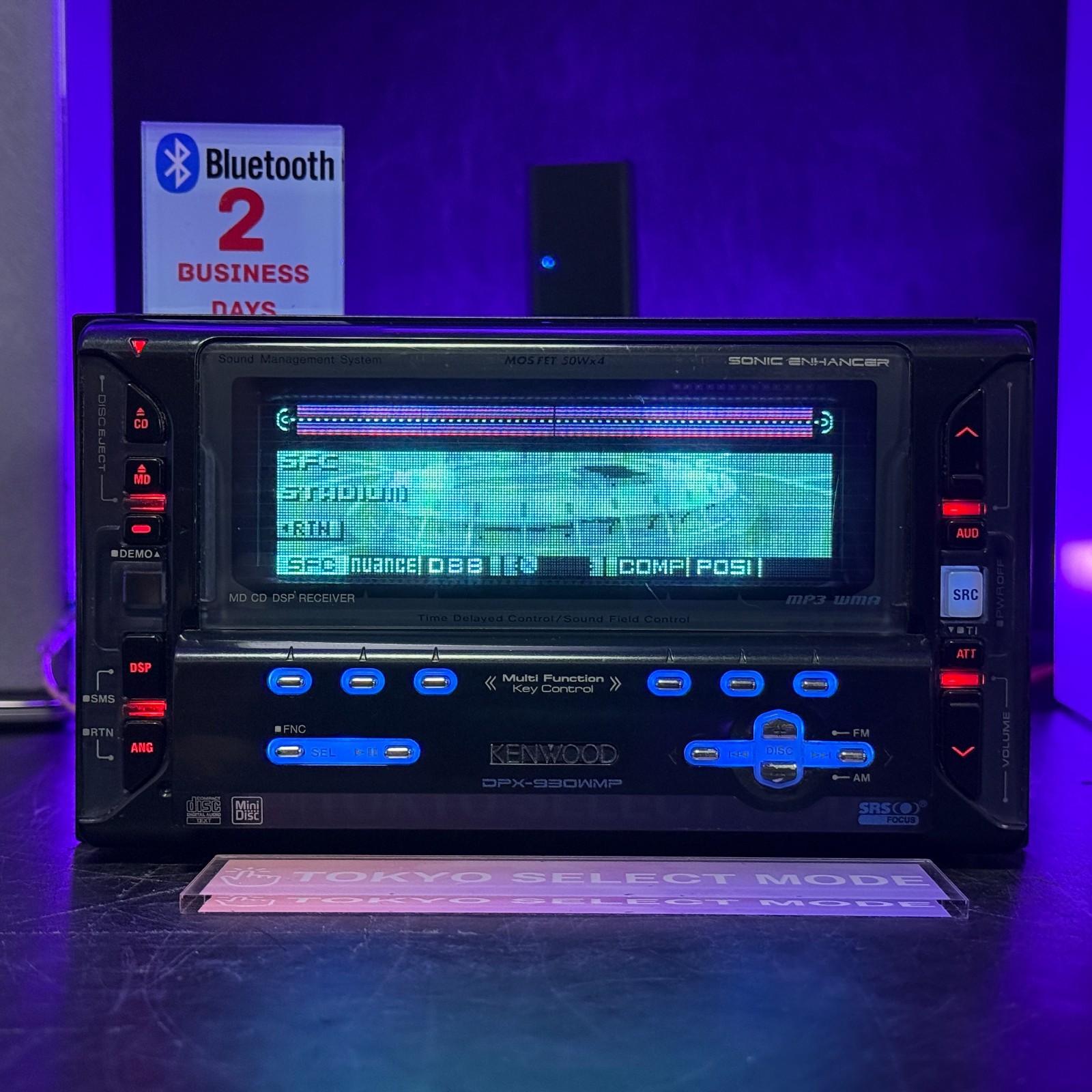Kenwood DPX-930WMP 2DIN Car Audio CD MD Player Added Bluetooth DSP Tested Stock