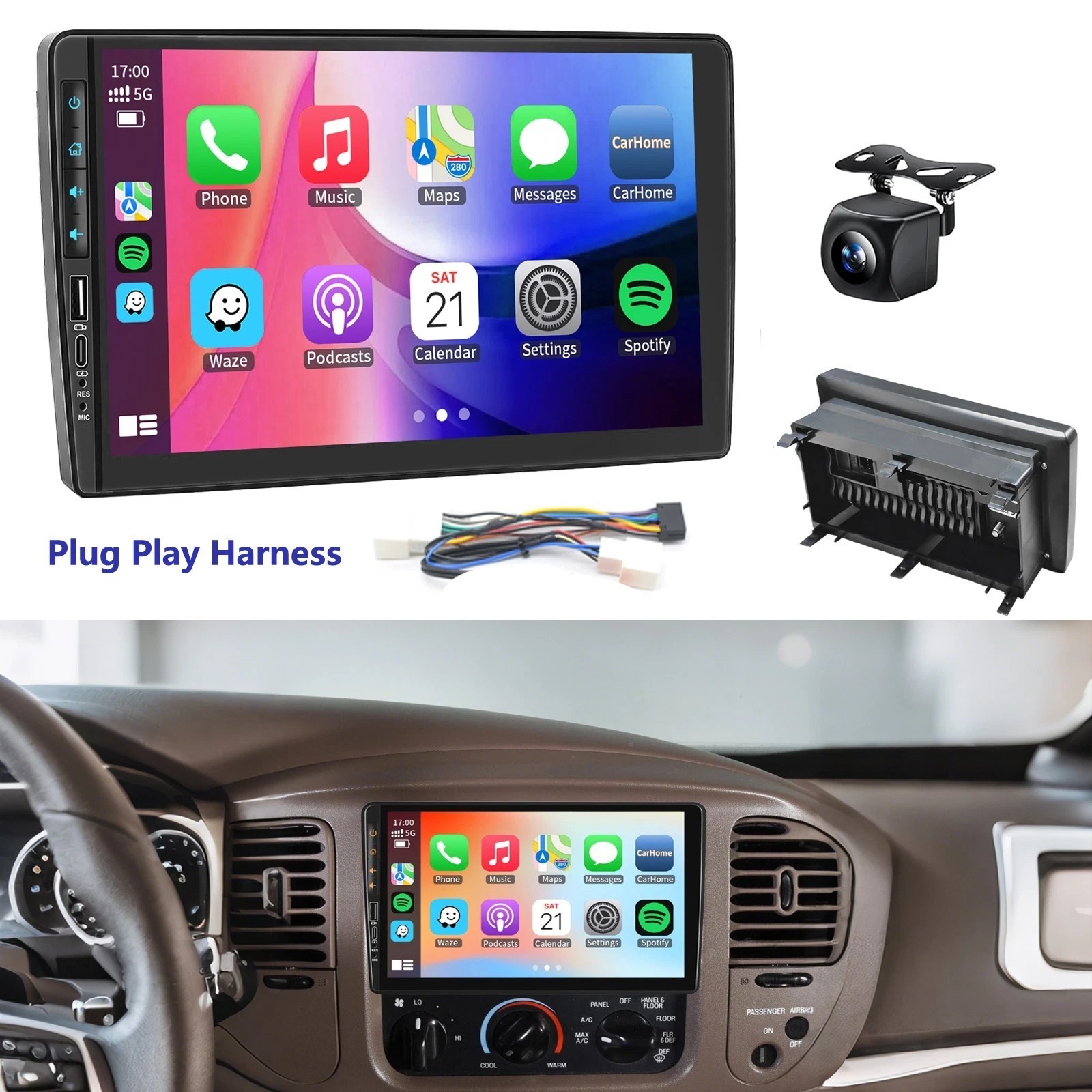 Wireless Carplay Car Radio Stereo GPS Navi For 1997-2003 Ford F150 F250 F350