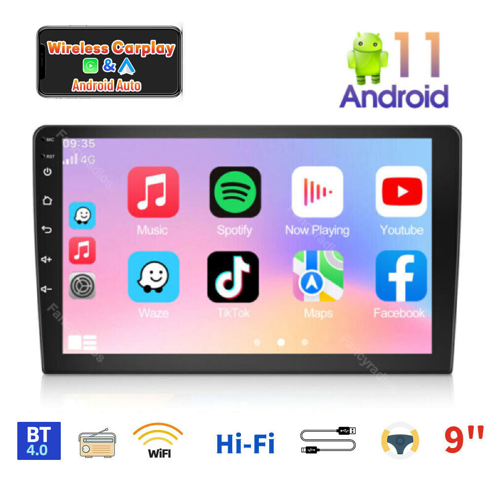9″ Double 2DIN Android 11 Apple CarPlay Car Stereo Radio GPS Navi WiFi BT FM RDS