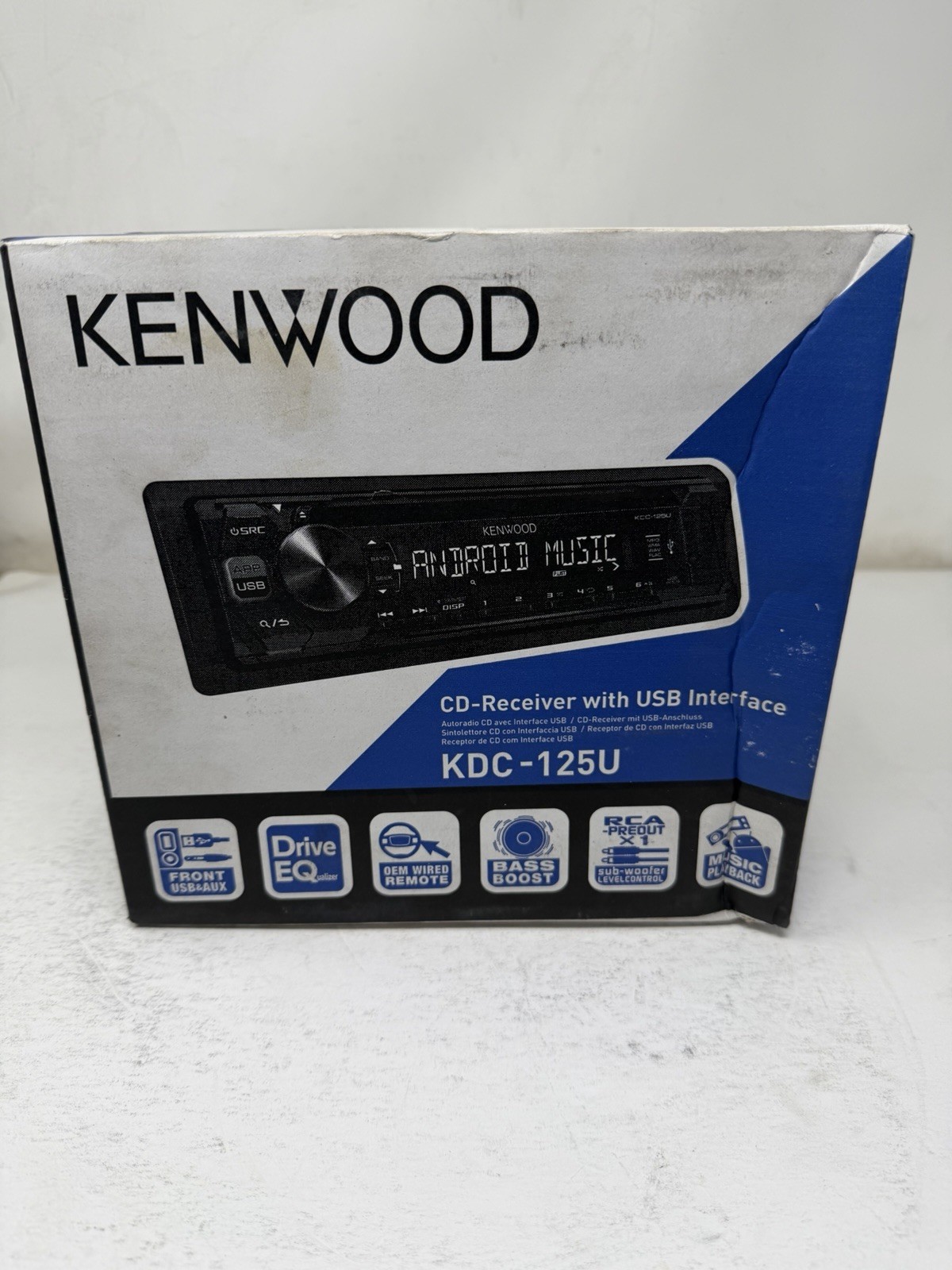 Kenwood KDC-125U CD-Receiver with Detachable Faceplate USB Bluetooth brand new