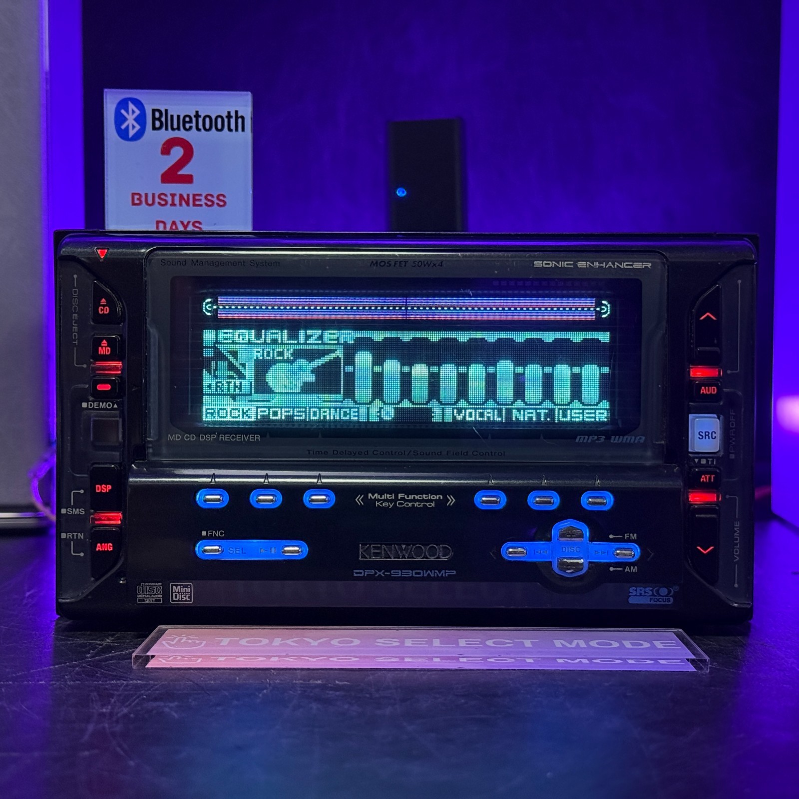Kenwood DPX-930WMP 2DIN Car Audio CD MD Player Added Bluetooth DSP Tested Stock