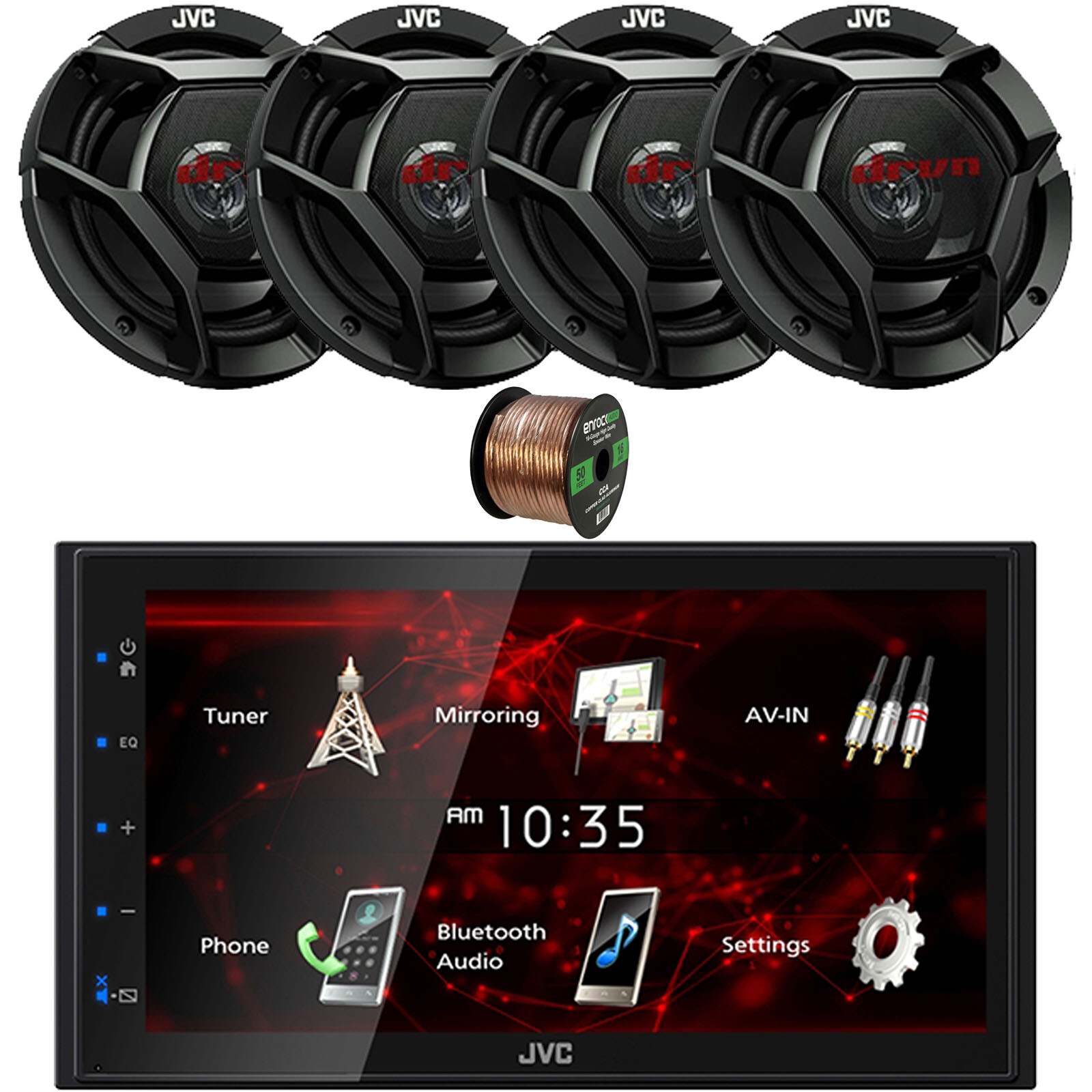 In-Dash 2DIN 6.8″ Touchscreen Bluetooth Car Radio, 4x 6.75″ 300W Speakers, Wire
