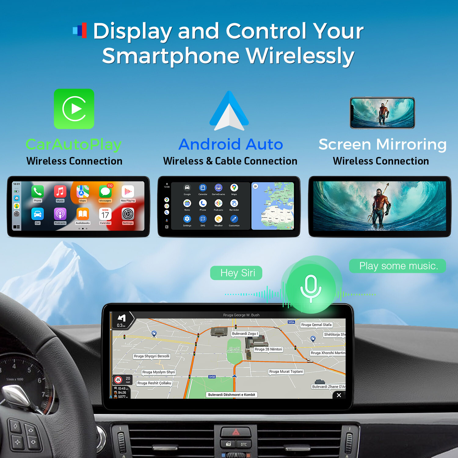 12.3″ Android 14 CarPlay 8-Core 64G Car GPS Stereo Radio For BMW E90 E91 E92 E93